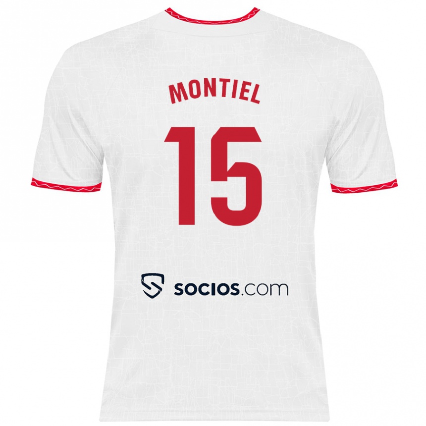 Niño Fútbol Camiseta Gonzalo Montiel #15 Blanco Rojo 1ª Equipación 2024/25