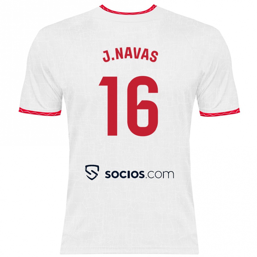 Niño Fútbol Camiseta Jesús Navas #16 Blanco Rojo 1ª Equipación 2024/25