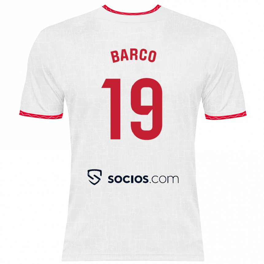 Niño Fútbol Camiseta Valentin Barco #19 Blanco Rojo 1ª Equipación 2024/25