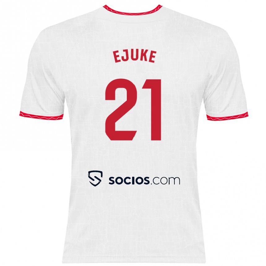 Niño Fútbol Camiseta Chidera Ejuke #21 Blanco Rojo 1ª Equipación 2024/25