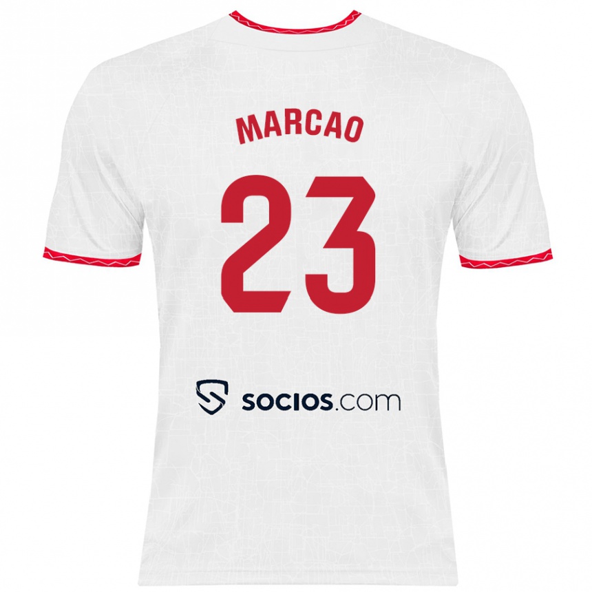 Niño Fútbol Camiseta Marcão #23 Blanco Rojo 1ª Equipación 2024/25