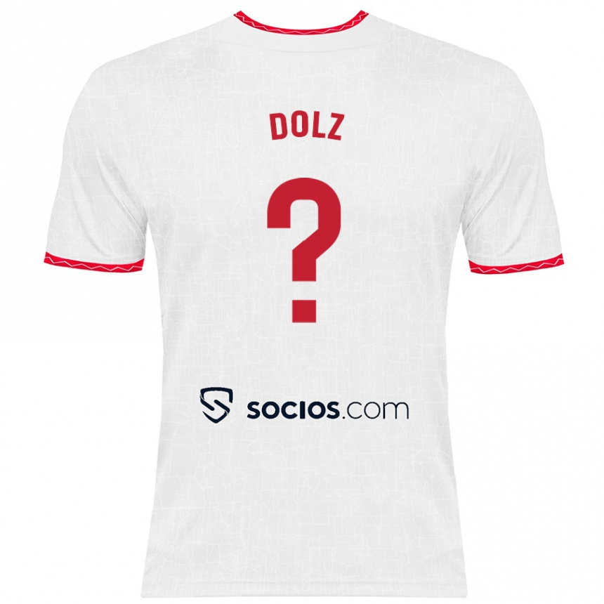 Niño Fútbol Camiseta Marc Dolz #0 Blanco Rojo 1ª Equipación 2024/25