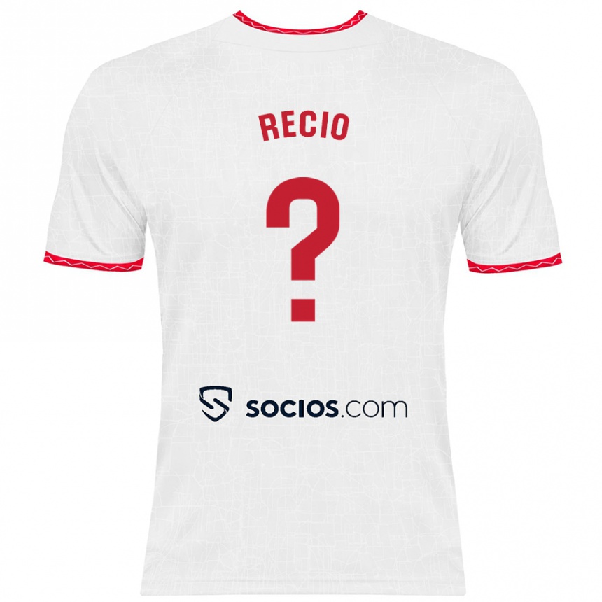 Niño Fútbol Camiseta Sergio Recio #0 Blanco Rojo 1ª Equipación 2024/25