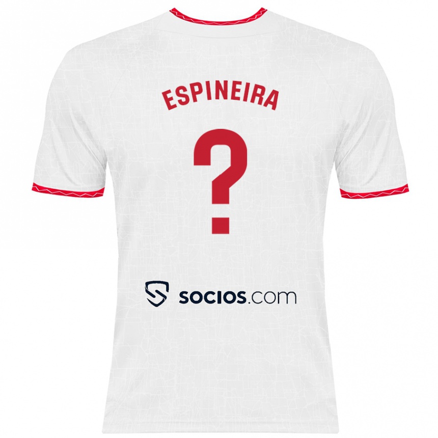 Niño Fútbol Camiseta Alberto Espiñeira #0 Blanco Rojo 1ª Equipación 2024/25