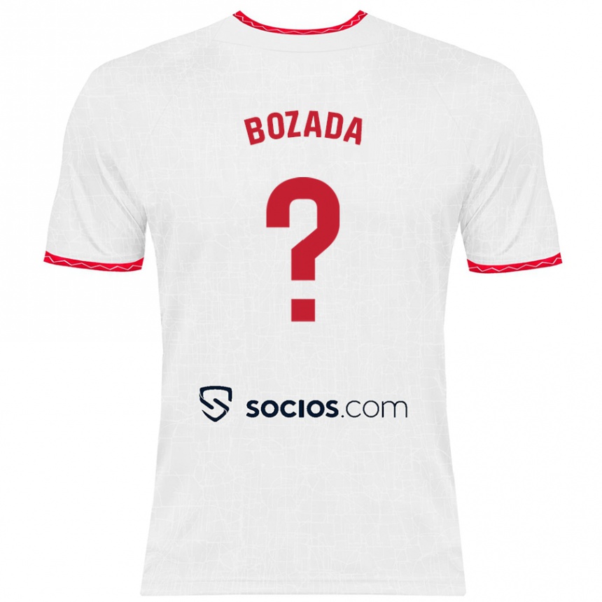 Niño Fútbol Camiseta José Antonio Bozada #0 Blanco Rojo 1ª Equipación 2024/25