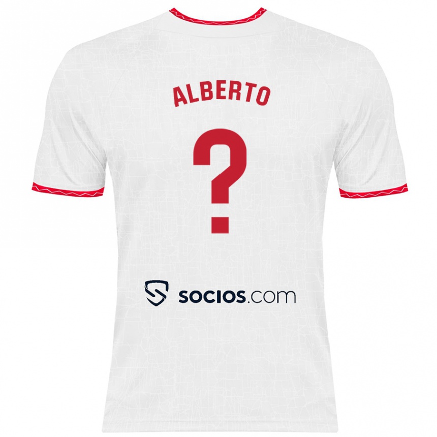 Niño Fútbol Camiseta Alberto González #0 Blanco Rojo 1ª Equipación 2024/25