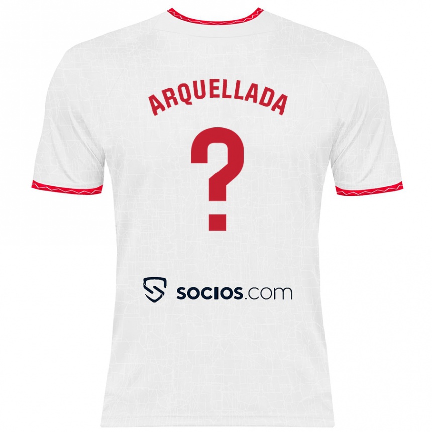 Niño Fútbol Camiseta Álvaro Arquellada #0 Blanco Rojo 1ª Equipación 2024/25