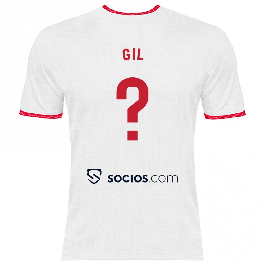 Niño Fútbol Camiseta Dani Gil #0 Blanco Rojo 1ª Equipación 2024/25