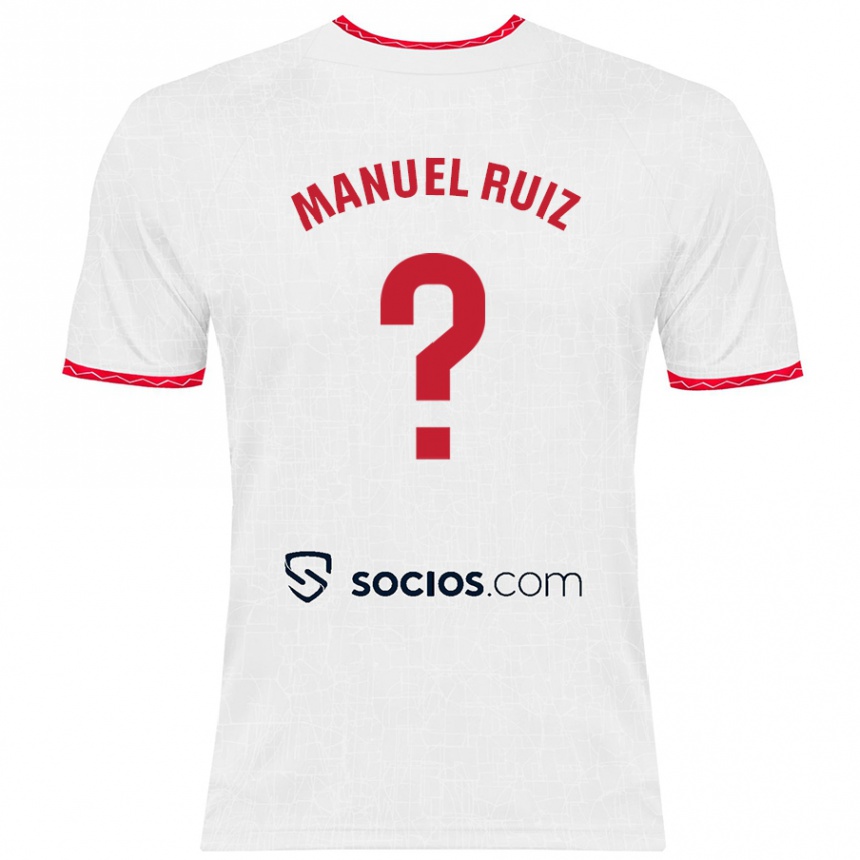 Niño Fútbol Camiseta José Manuel Ruiz #0 Blanco Rojo 1ª Equipación 2024/25