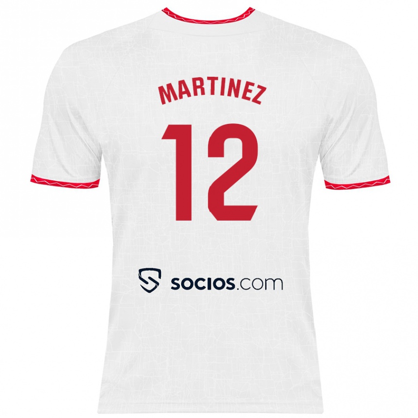 Niño Fútbol Camiseta Gabri Martinez #12 Blanco Rojo 1ª Equipación 2024/25