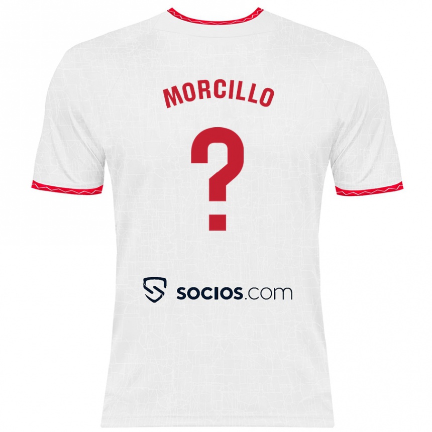 Niño Fútbol Camiseta Raquel Morcillo #0 Blanco Rojo 1ª Equipación 2024/25