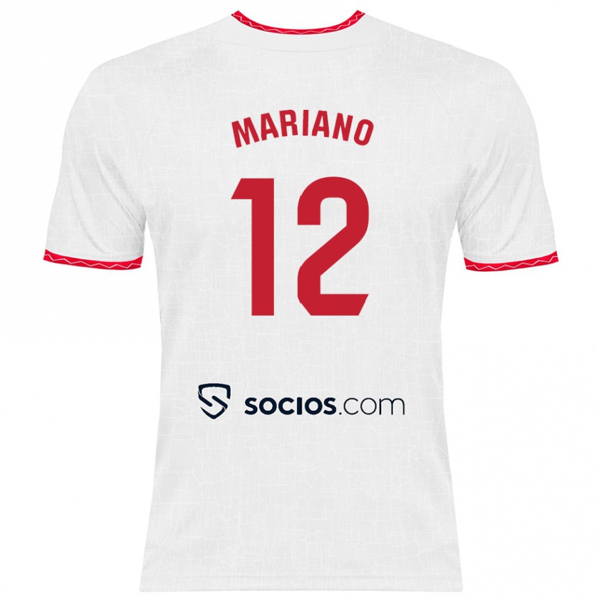 Niño Fútbol Camiseta Mariano Diaz #12 Blanco Rojo 1ª Equipación 2024/25