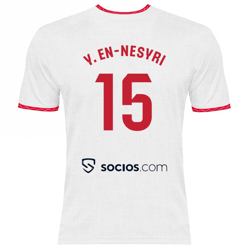 Niño Fútbol Camiseta Youssef En-Nesyri #15 Blanco Rojo 1ª Equipación 2024/25