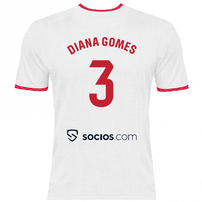 Niño Fútbol Camiseta Diana Catarina Ribeiro Gomes #3 Blanco Rojo 1ª Equipación 2024/25