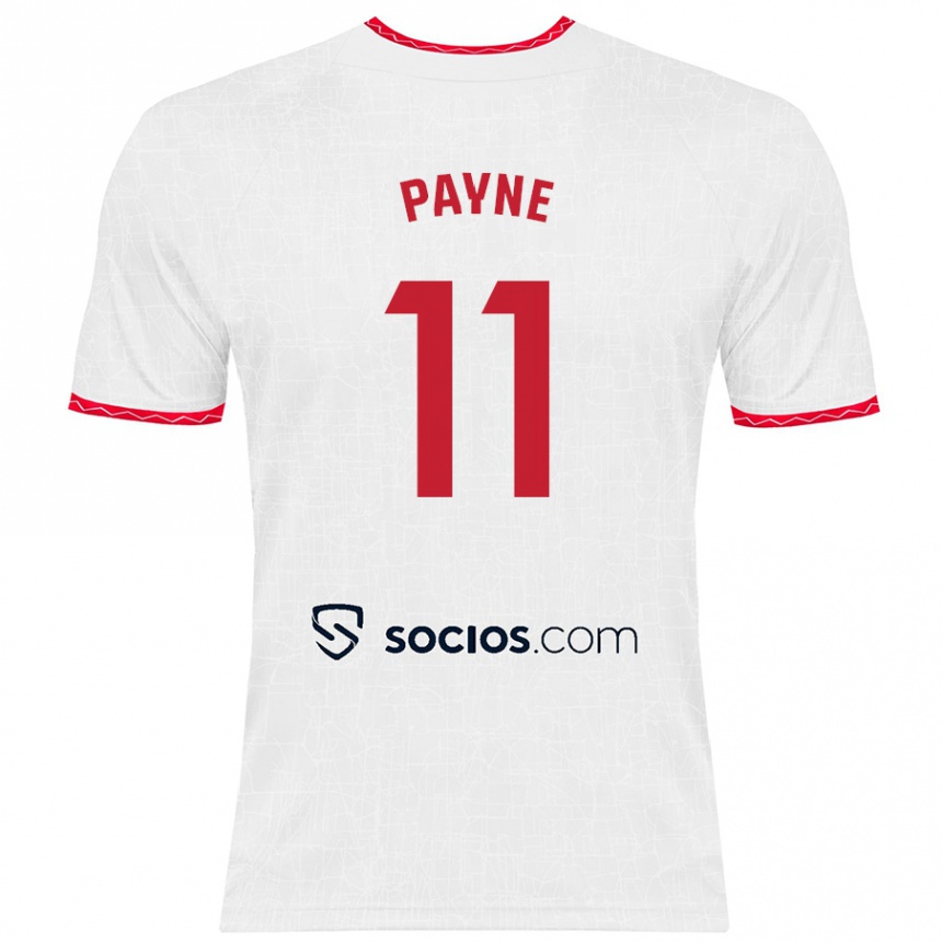 Niño Fútbol Camiseta Antionette Oyedupe Toni Payne #11 Blanco Rojo 1ª Equipación 2024/25