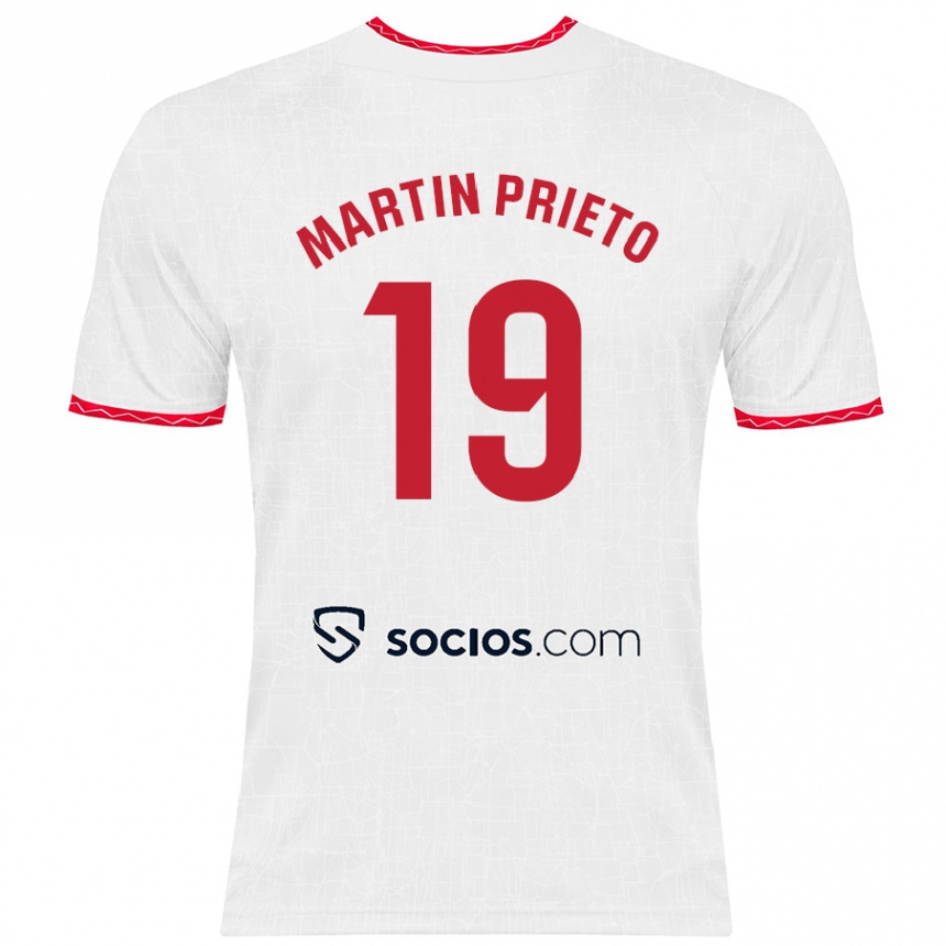 Niño Fútbol Camiseta Cristina Martín-Prieto Gutiérrez #19 Blanco Rojo 1ª Equipación 2024/25