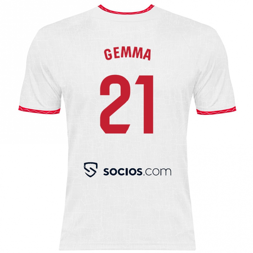 Niño Fútbol Camiseta Gemma Gili Giner #21 Blanco Rojo 1ª Equipación 2024/25