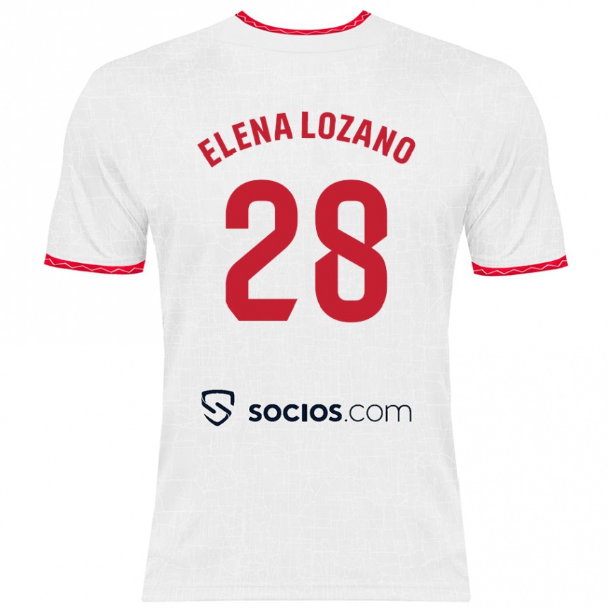 Niño Fútbol Camiseta Elena Lozano Gallego #28 Blanco Rojo 1ª Equipación 2024/25