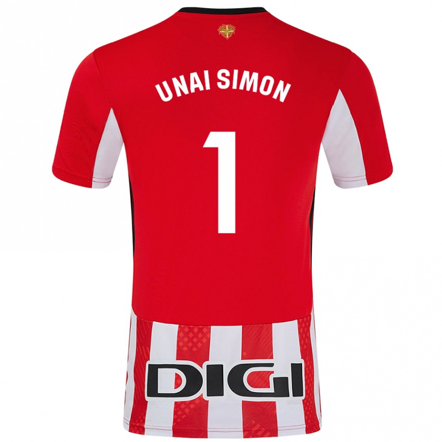 Niño Fútbol Camiseta Unai Simón #1 Rojo Blanco 1ª Equipación 2024/25