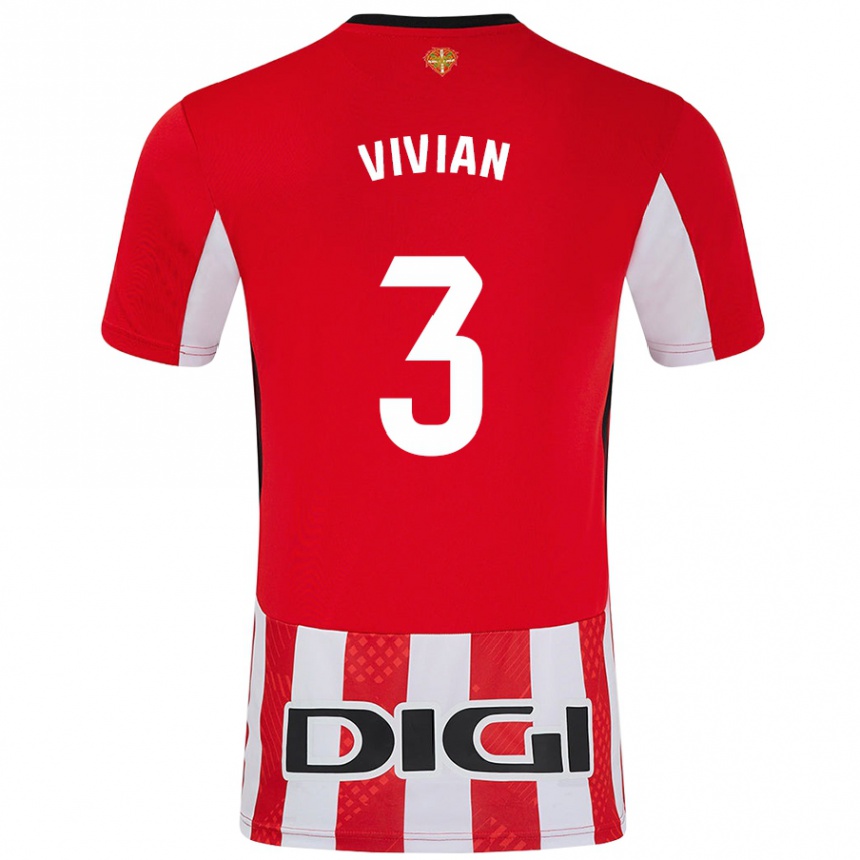 Niño Fútbol Camiseta Dani Vivian #3 Rojo Blanco 1ª Equipación 2024/25