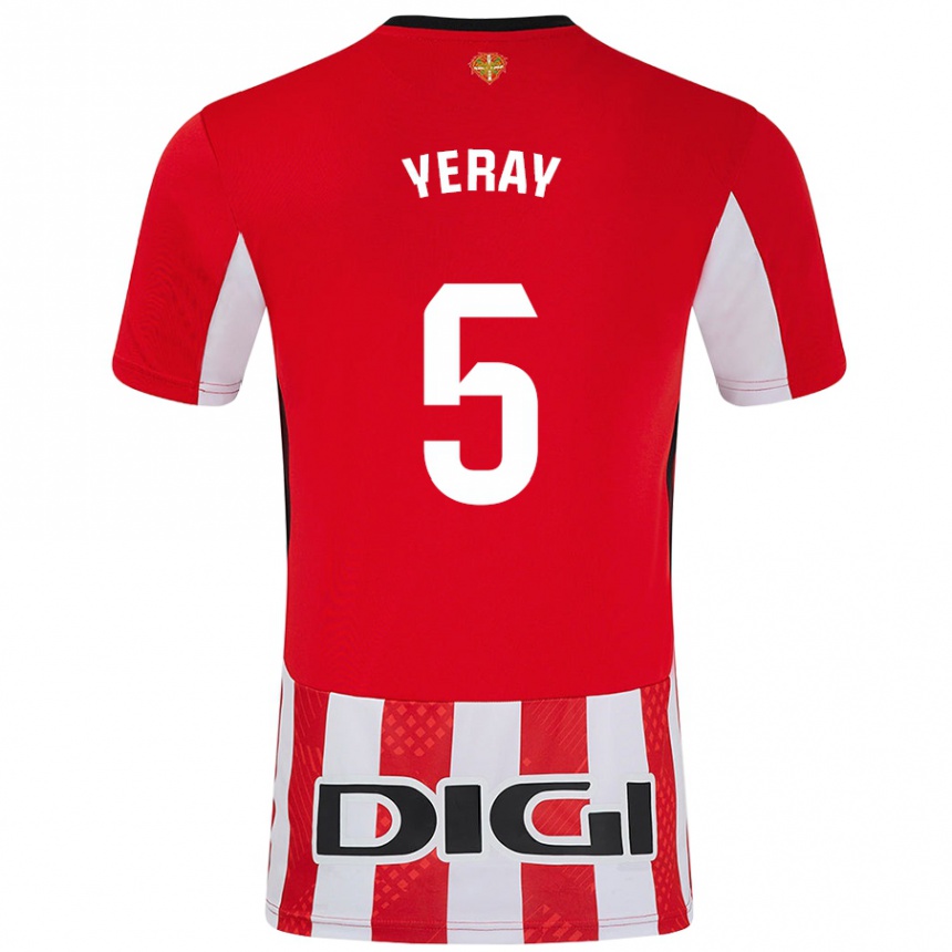 Niño Fútbol Camiseta Yeray Álvarez #5 Rojo Blanco 1ª Equipación 2024/25