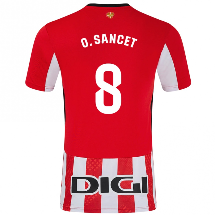 Niño Fútbol Camiseta Oihan Sancet #8 Rojo Blanco 1ª Equipación 2024/25