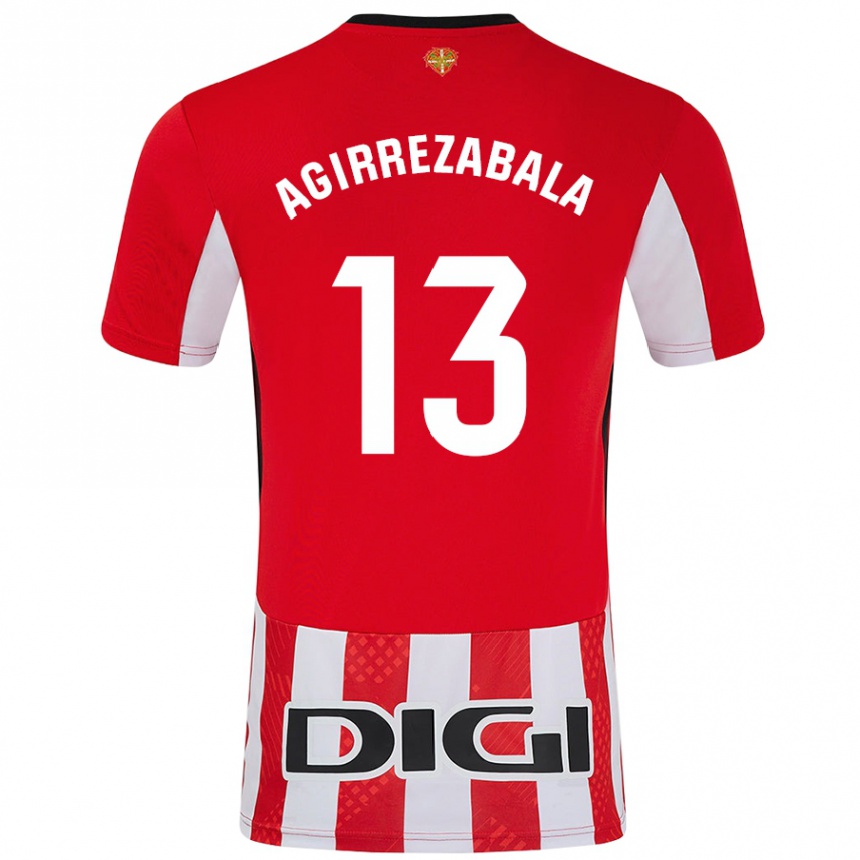 Niño Fútbol Camiseta Julen Agirrezabala #13 Rojo Blanco 1ª Equipación 2024/25