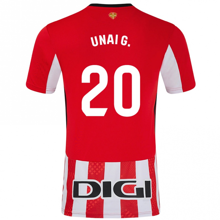 Niño Fútbol Camiseta Unai Gómez #20 Rojo Blanco 1ª Equipación 2024/25