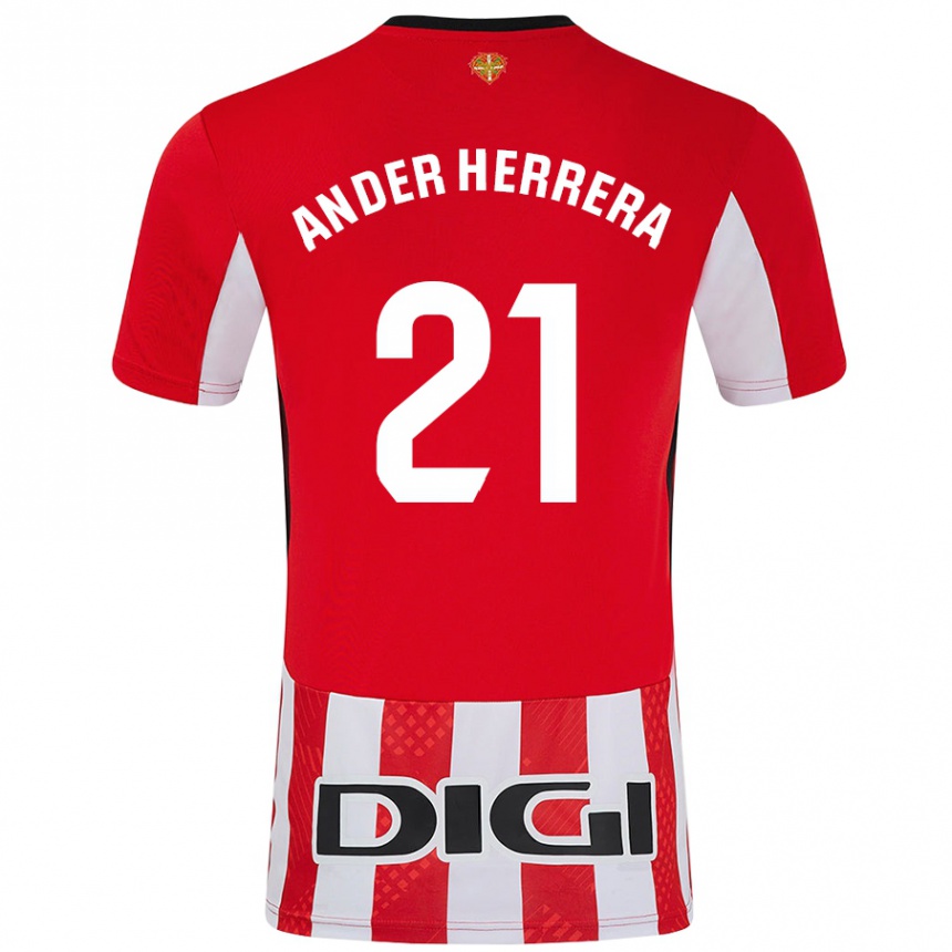 Niño Fútbol Camiseta Ander Herrera #21 Rojo Blanco 1ª Equipación 2024/25