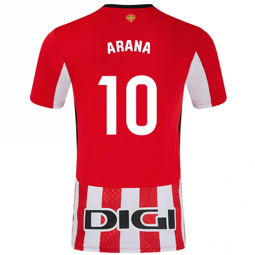 Niño Fútbol Camiseta Paula Arana Montes #10 Rojo Blanco 1ª Equipación 2024/25