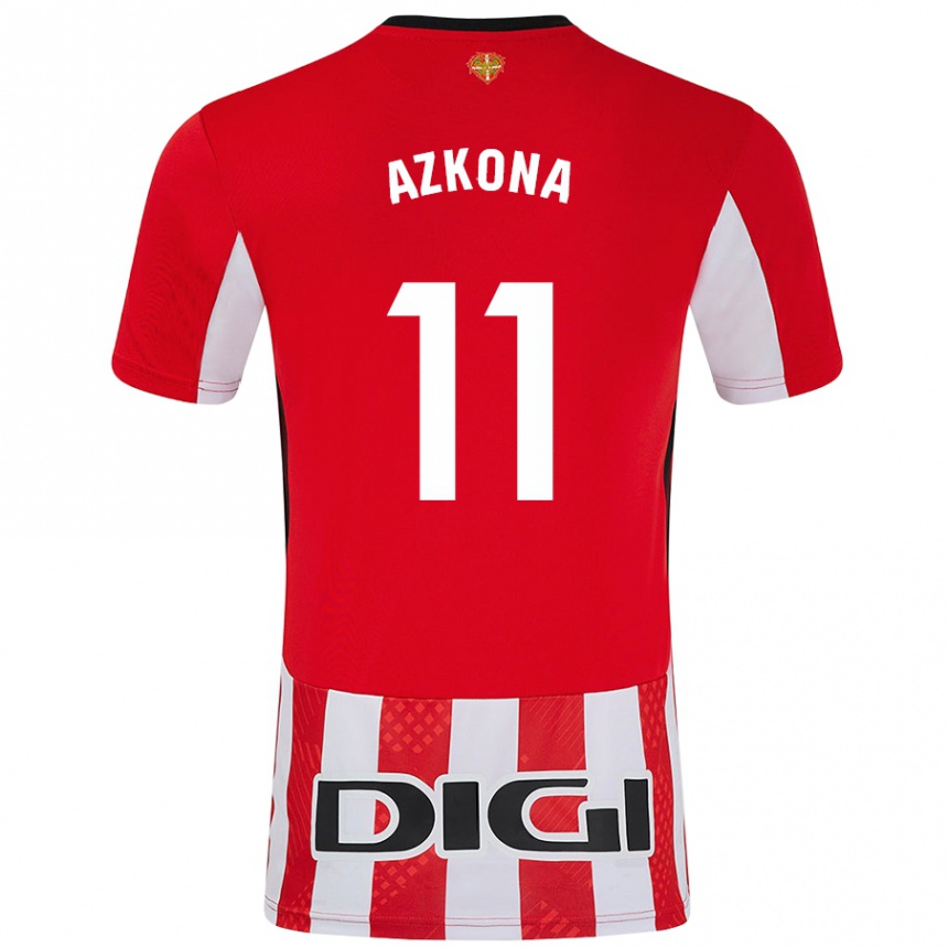 Niño Fútbol Camiseta Ane Azkona Fuente #11 Rojo Blanco 1ª Equipación 2024/25