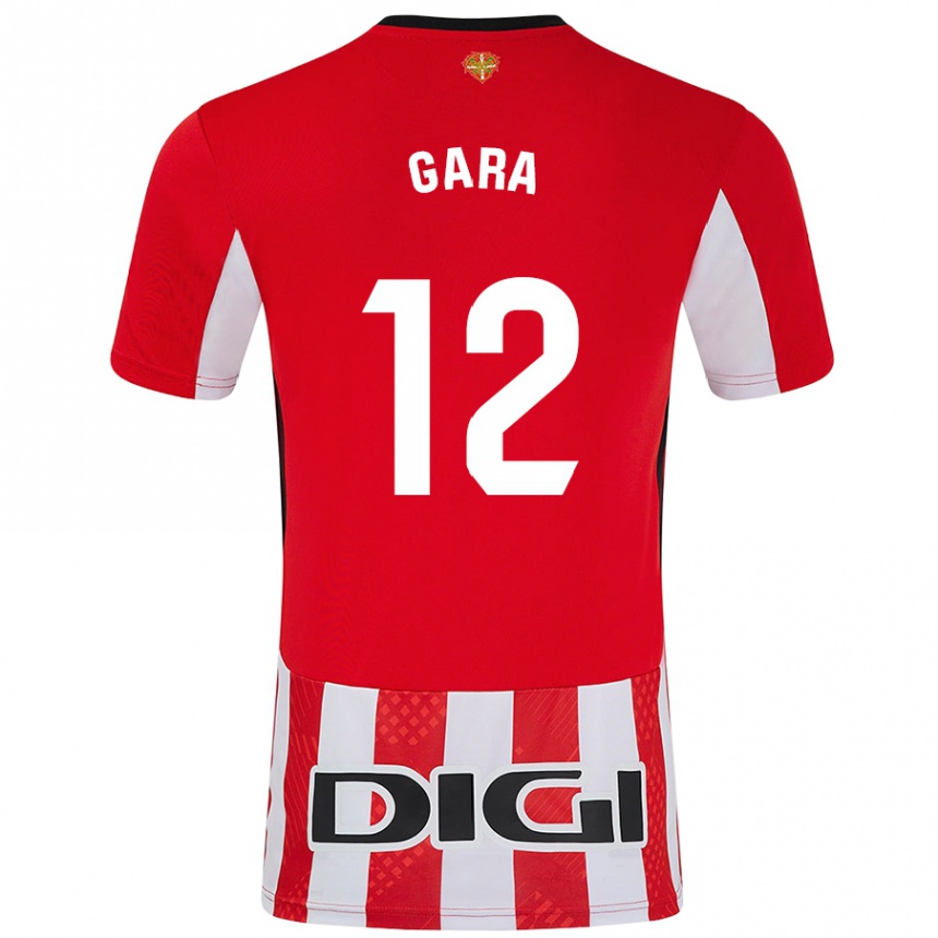 Niño Fútbol Camiseta Gara #12 Rojo Blanco 1ª Equipación 2024/25