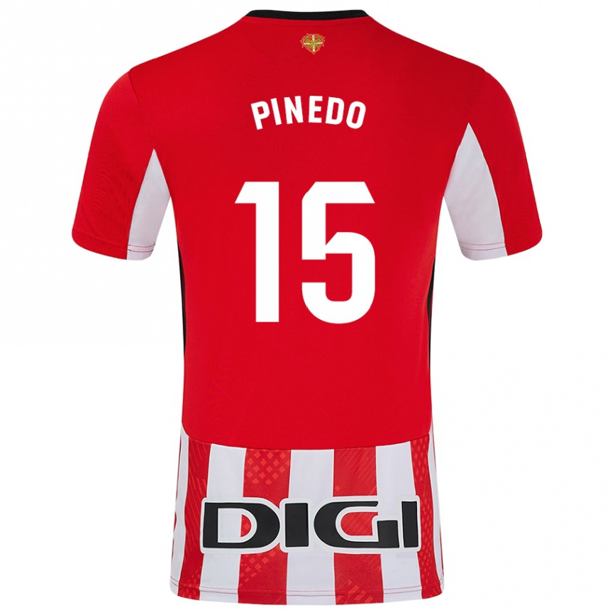 Niño Fútbol Camiseta Clara Pinedo Castresana #15 Rojo Blanco 1ª Equipación 2024/25