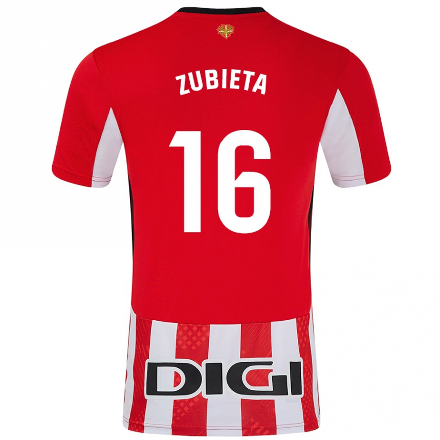 Niño Fútbol Camiseta Maite Zubieta Arambarri #16 Rojo Blanco 1ª Equipación 2024/25