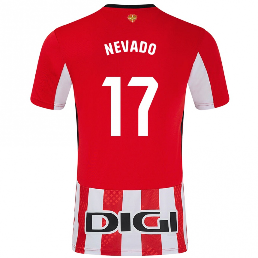 Niño Fútbol Camiseta Nerea Nevado Gómez #17 Rojo Blanco 1ª Equipación 2024/25