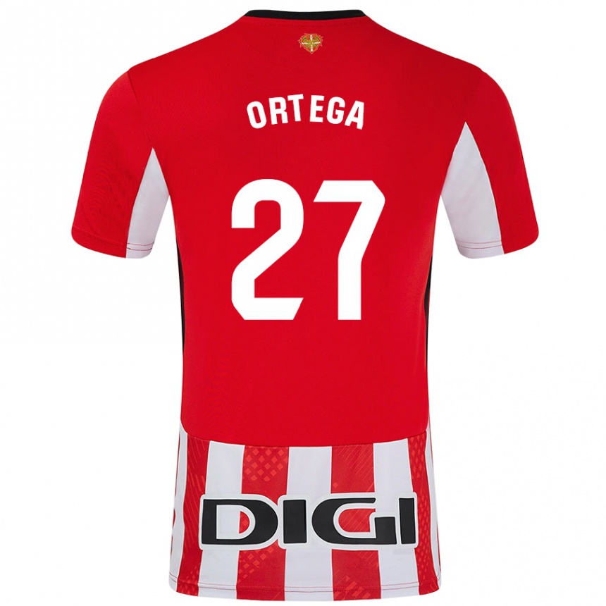 Niño Fútbol Camiseta Sara Ortega #27 Rojo Blanco 1ª Equipación 2024/25