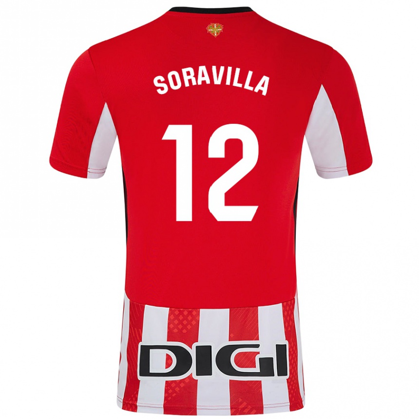 Niño Fútbol Camiseta Ander Soravilla #12 Rojo Blanco 1ª Equipación 2024/25