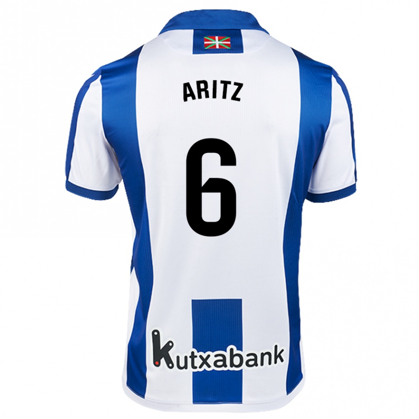 Niño Fútbol Camiseta Aritz Elustondo #6 Blanco Azul 1ª Equipación 2024/25