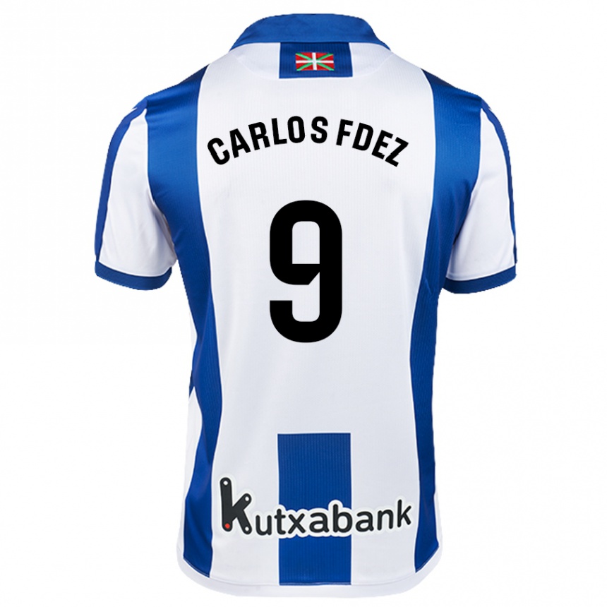 Niño Fútbol Camiseta Carlos Fernández #9 Blanco Azul 1ª Equipación 2024/25