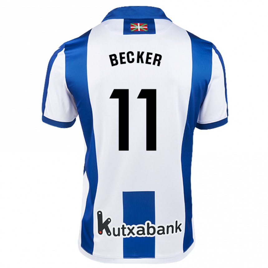 Niño Fútbol Camiseta Sheraldo Becker #11 Blanco Azul 1ª Equipación 2024/25