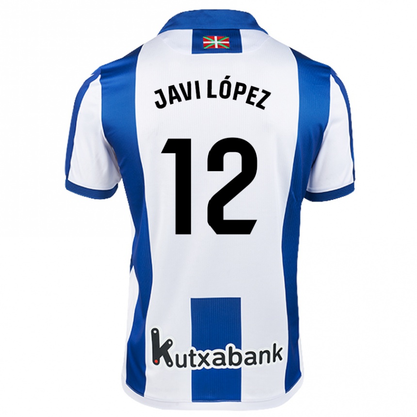 Niño Fútbol Camiseta Javi López #12 Blanco Azul 1ª Equipación 2024/25