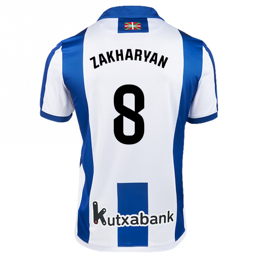 Niño Fútbol Camiseta Arsen Zakharyan #8 Blanco Azul 1ª Equipación 2024/25