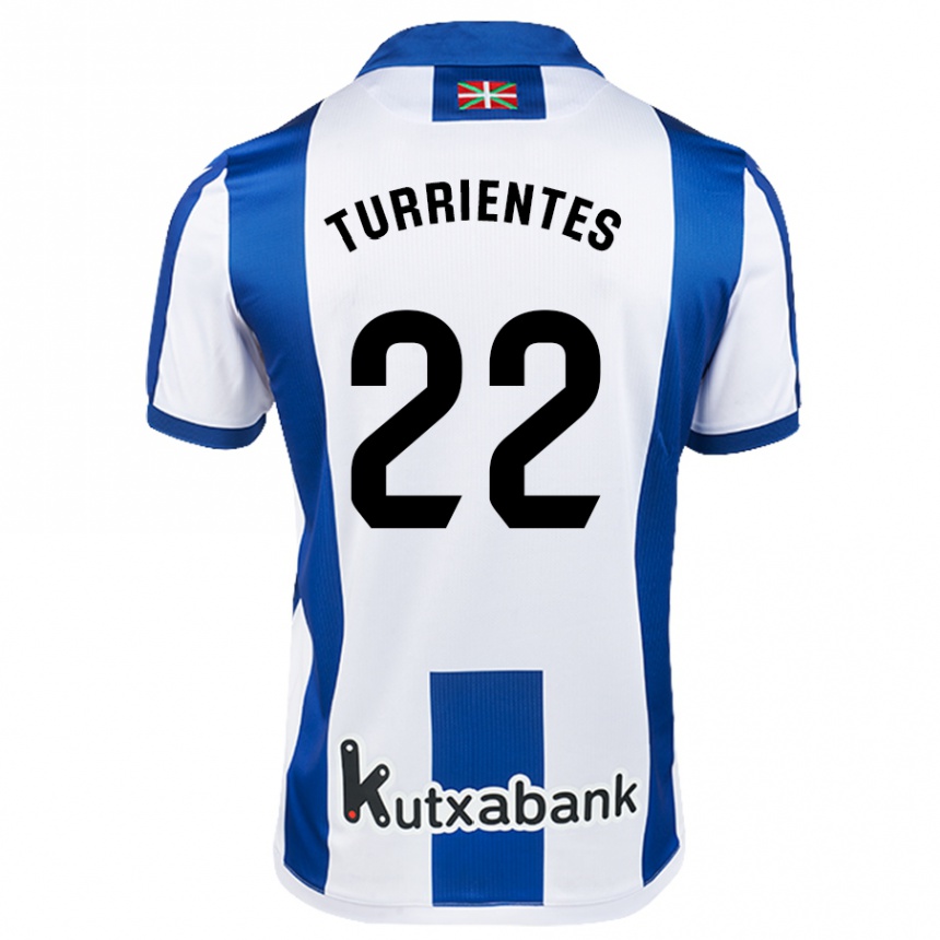 Niño Fútbol Camiseta Beñat Turrientes #22 Blanco Azul 1ª Equipación 2024/25