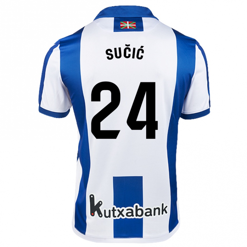 Niño Fútbol Camiseta Luka Sucic #24 Blanco Azul 1ª Equipación 2024/25