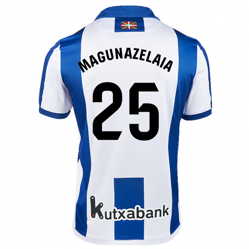 Niño Fútbol Camiseta Jon Magunazelaia #25 Blanco Azul 1ª Equipación 2024/25