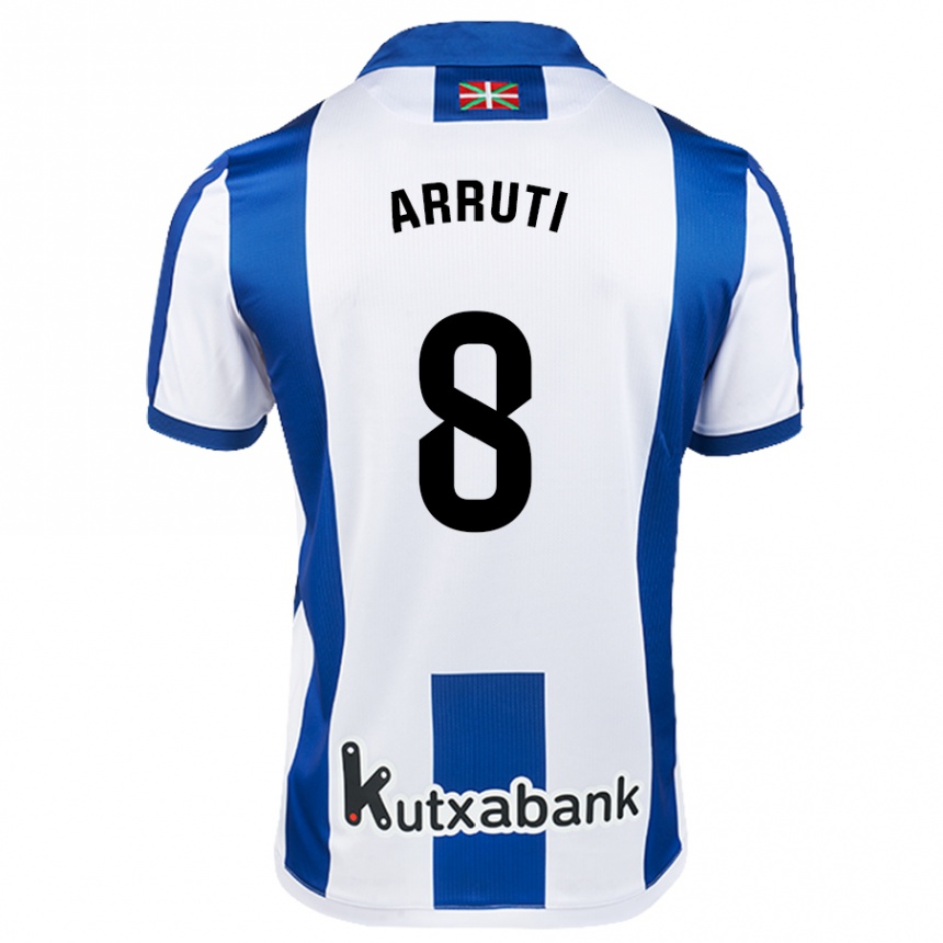 Niño Fútbol Camiseta Martín Arruti #8 Blanco Azul 1ª Equipación 2024/25