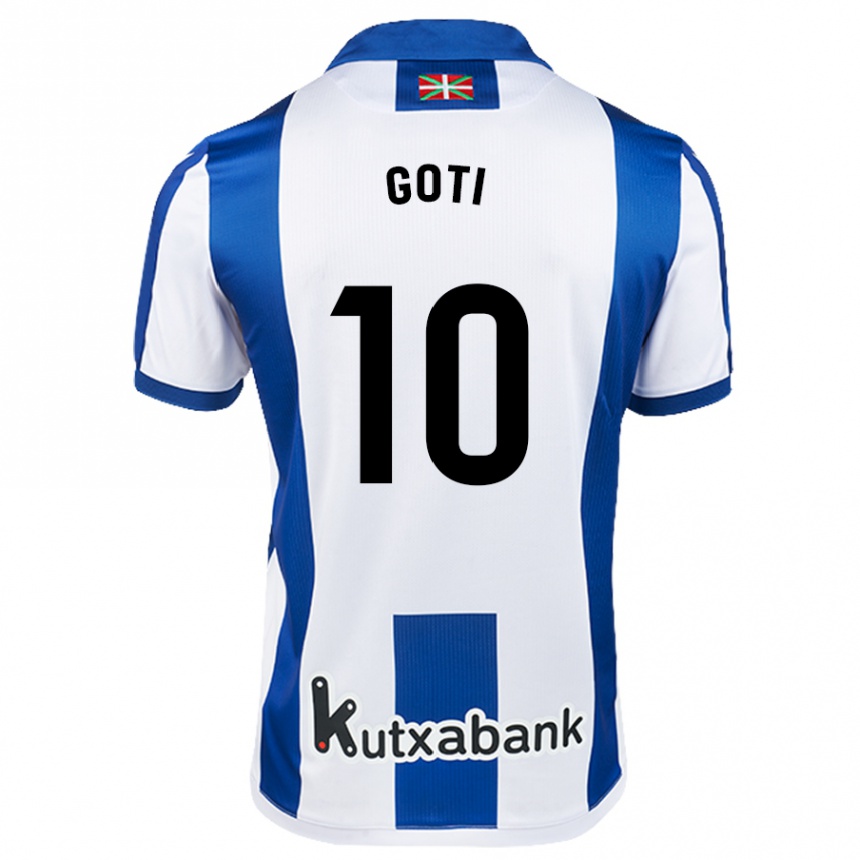 Niño Fútbol Camiseta Mikel Goti #10 Blanco Azul 1ª Equipación 2024/25