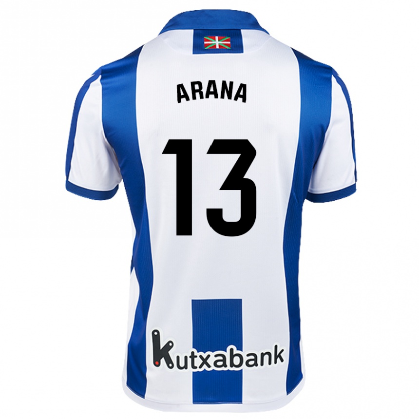 Niño Fútbol Camiseta Egoitz Arana #13 Blanco Azul 1ª Equipación 2024/25