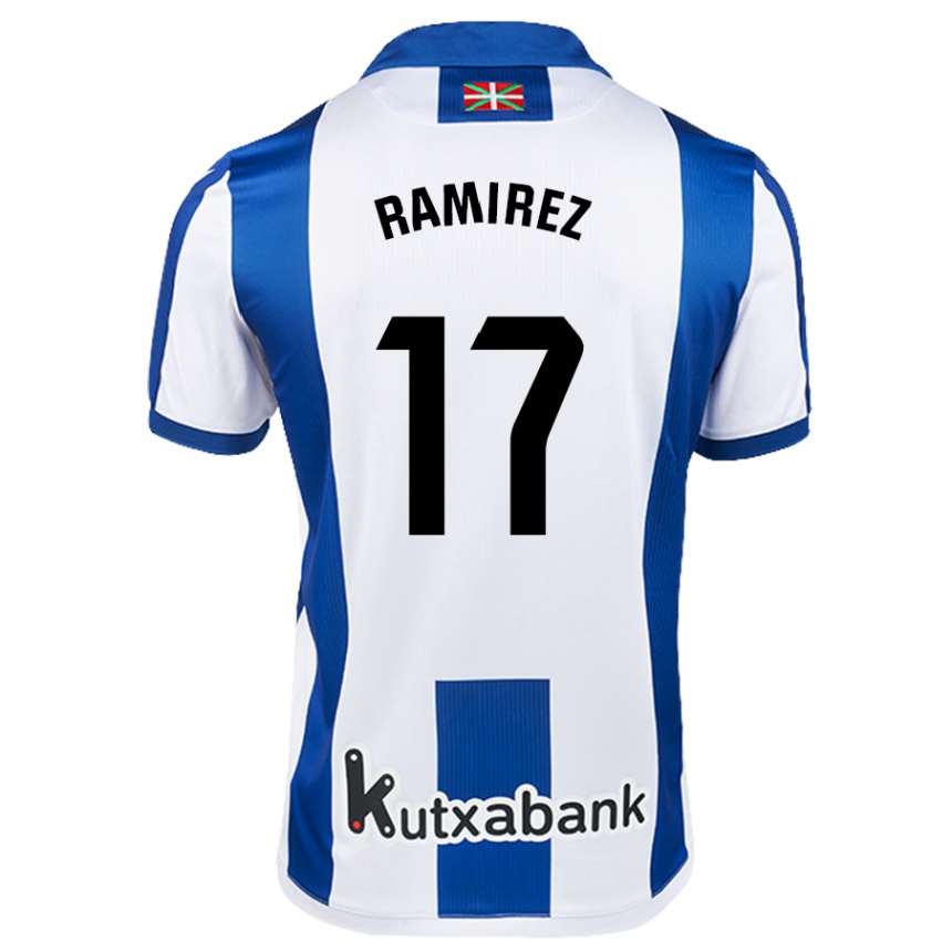 Niño Fútbol Camiseta Darío Ramirez #17 Blanco Azul 1ª Equipación 2024/25