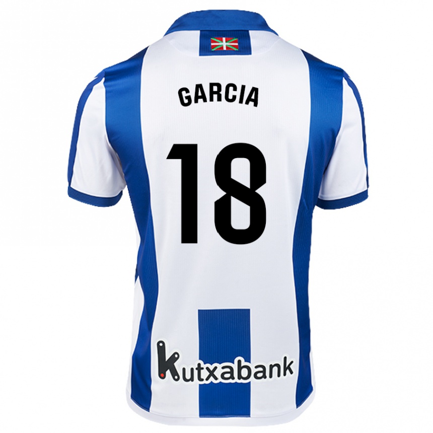 Niño Fútbol Camiseta Eder García #18 Blanco Azul 1ª Equipación 2024/25